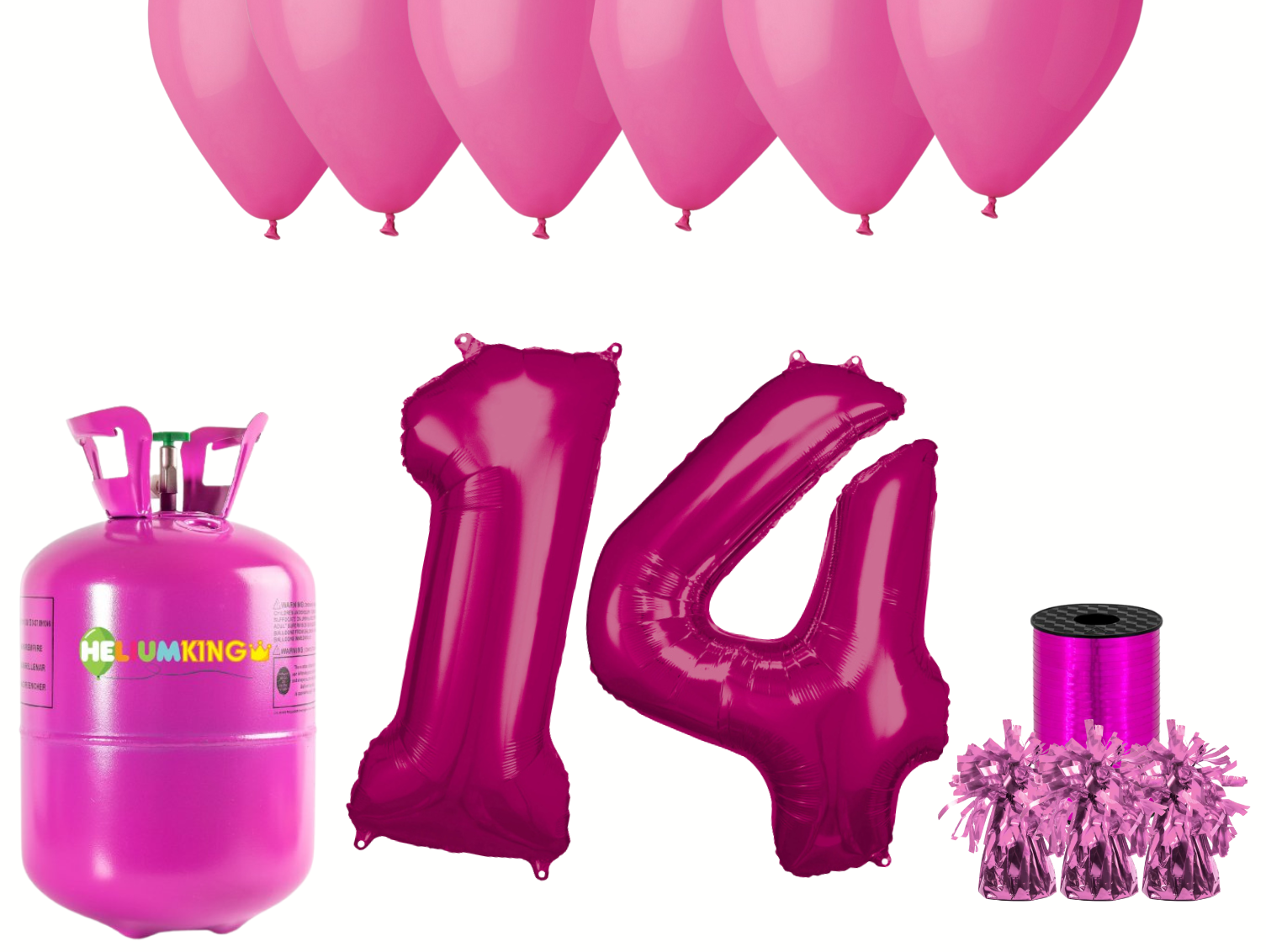 HeliumKing Helium párty set na 14. narozeniny s růžovými balóny
