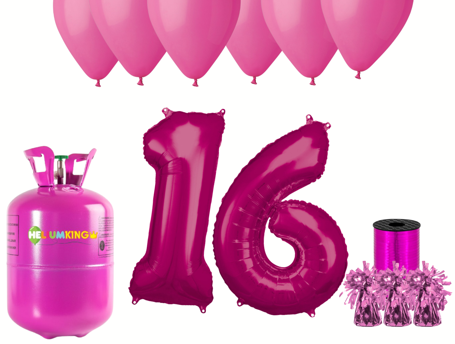 Levně HeliumKing Hélium párty set na 16. narozeniny s růžovými balónky