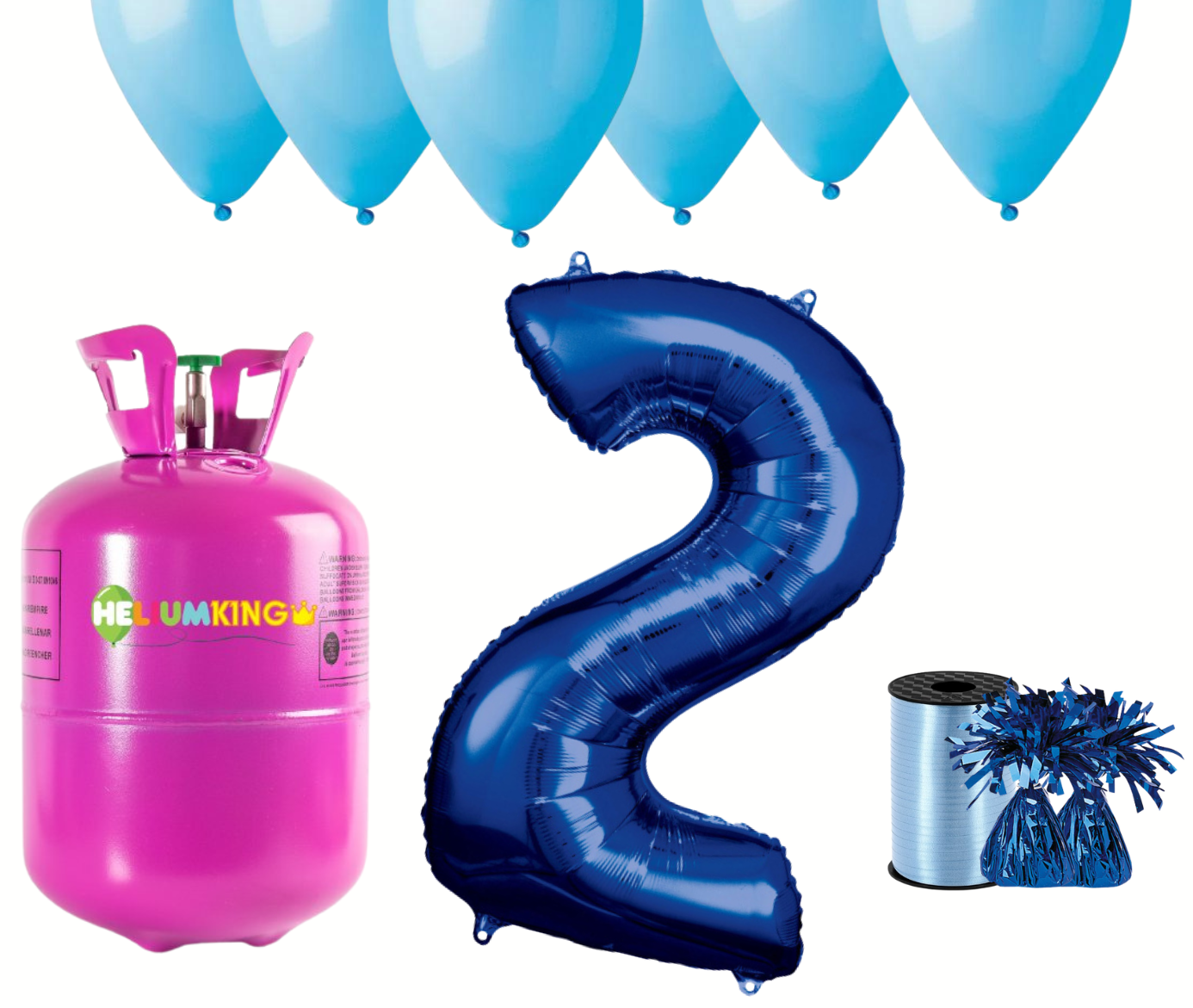 HeliumKing Helium párty set na 2. narozeniny s modrými balónky