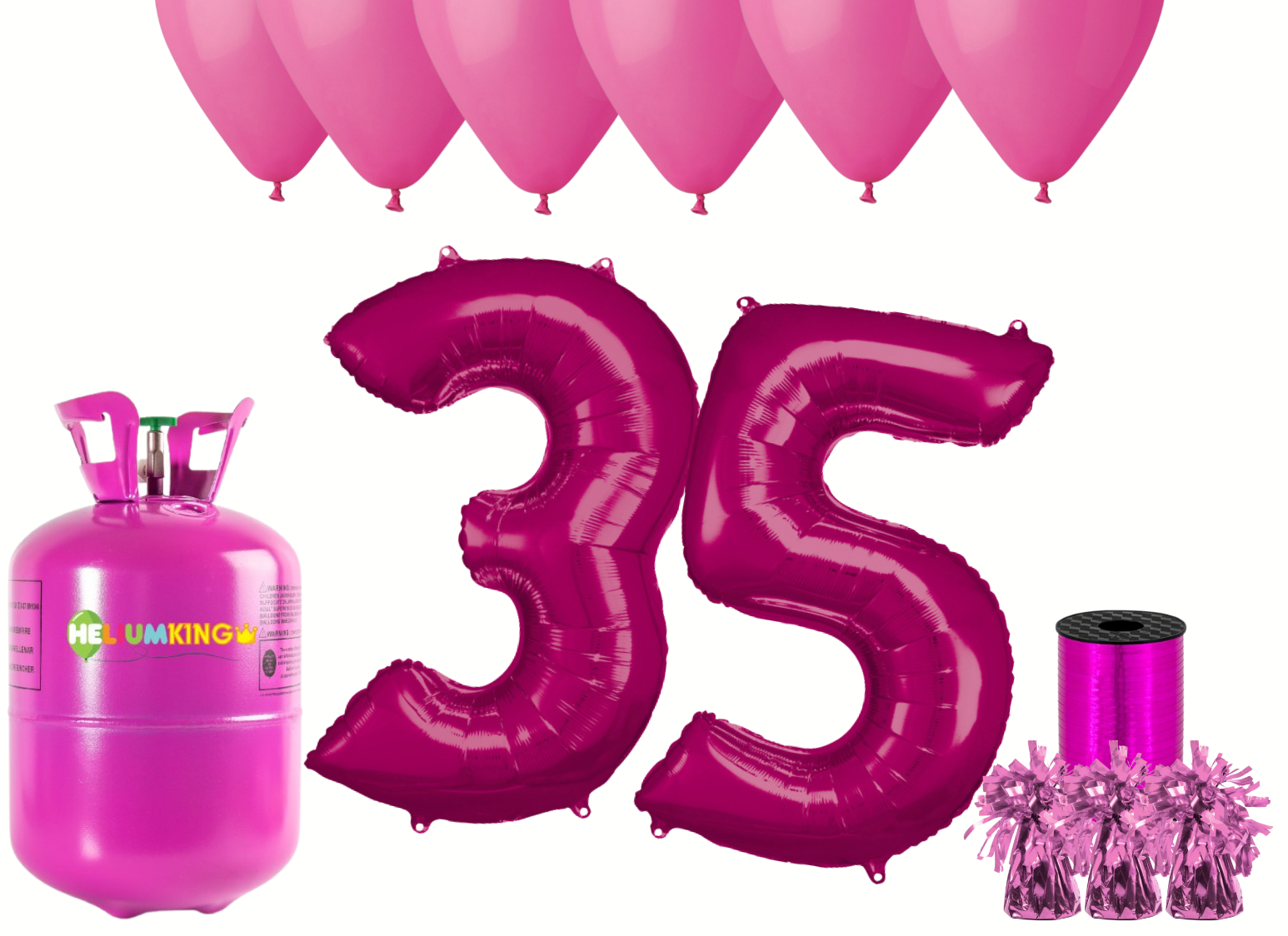 Levně HeliumKing Helium párty set na 35. narozeniny s růžovými balónky