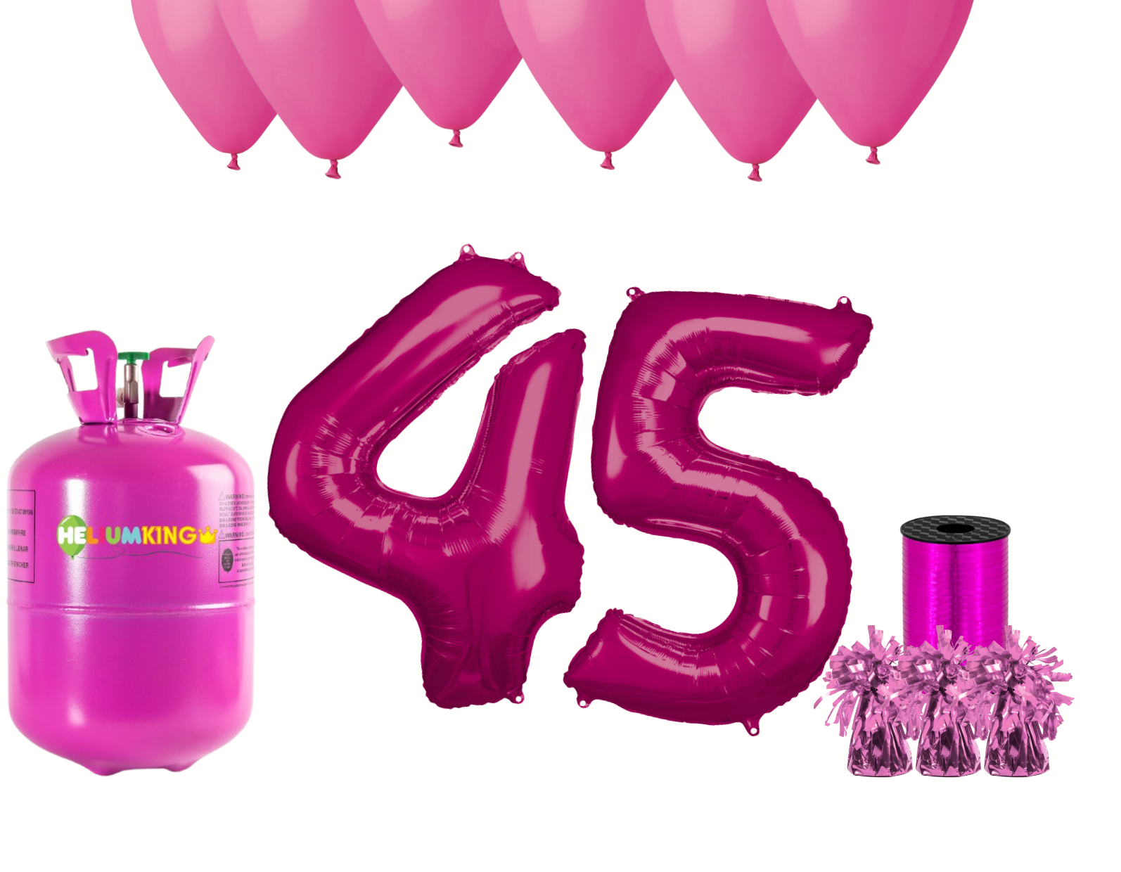 HeliumKing Helium párty set na 45. narozeniny s růžovými balónky