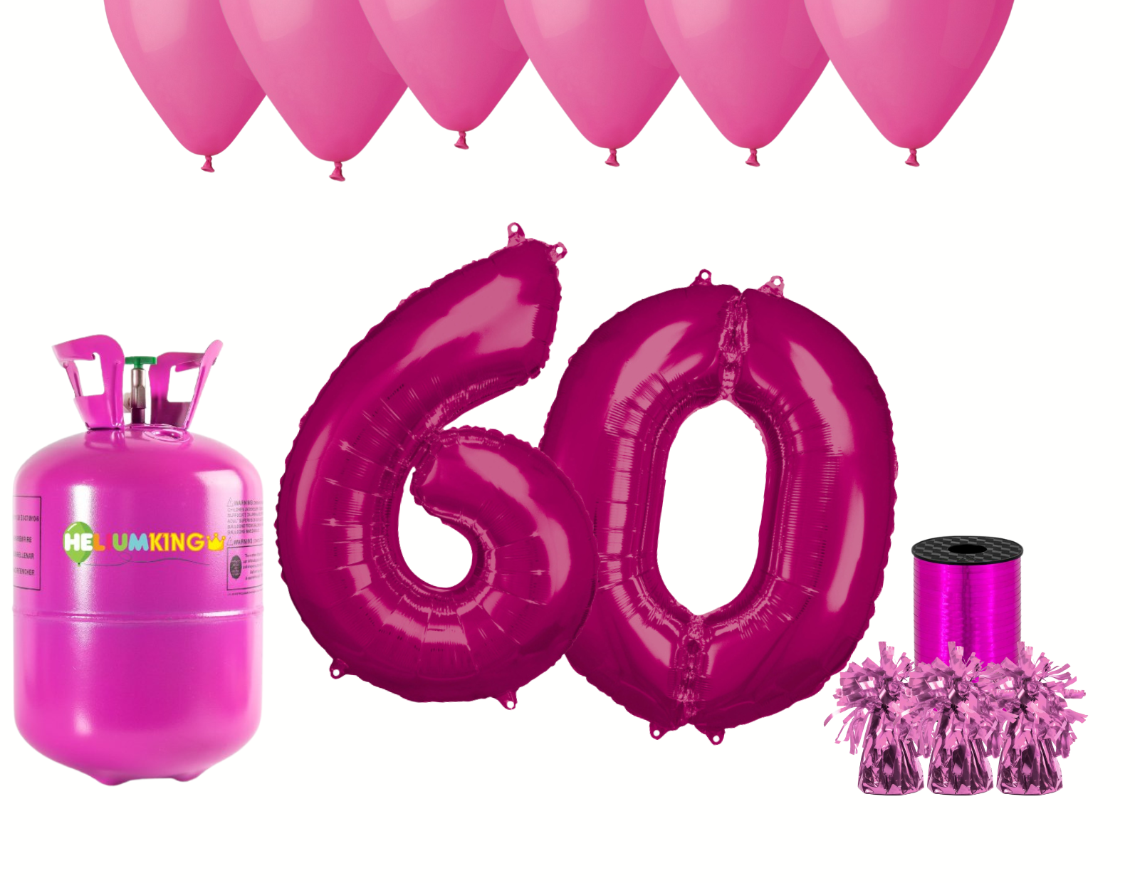 HeliumKing Helium párty set na 60. narozeniny s růžovými balónky