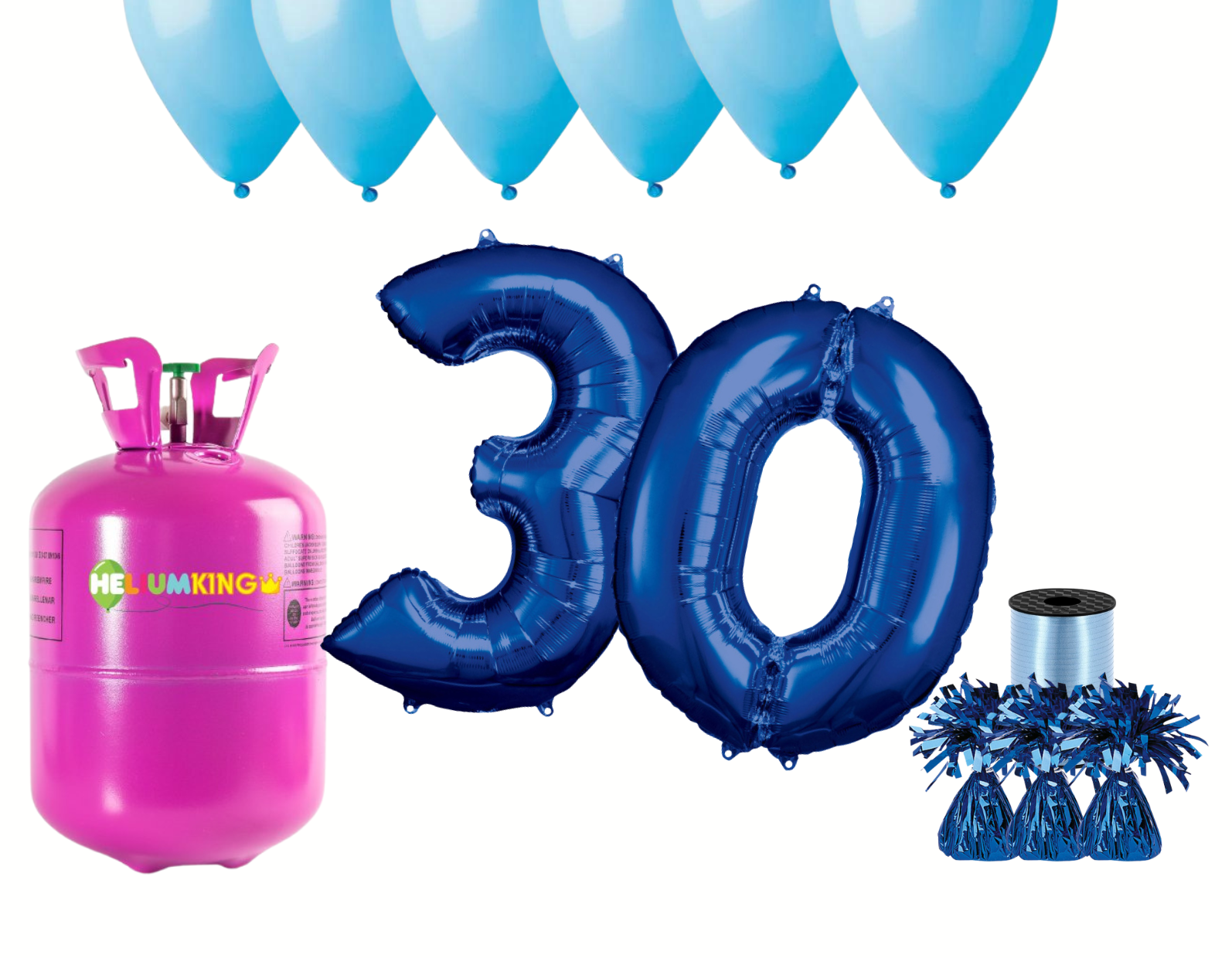 HeliumKing Helium párty set na 30. narozeniny s modrými balónky