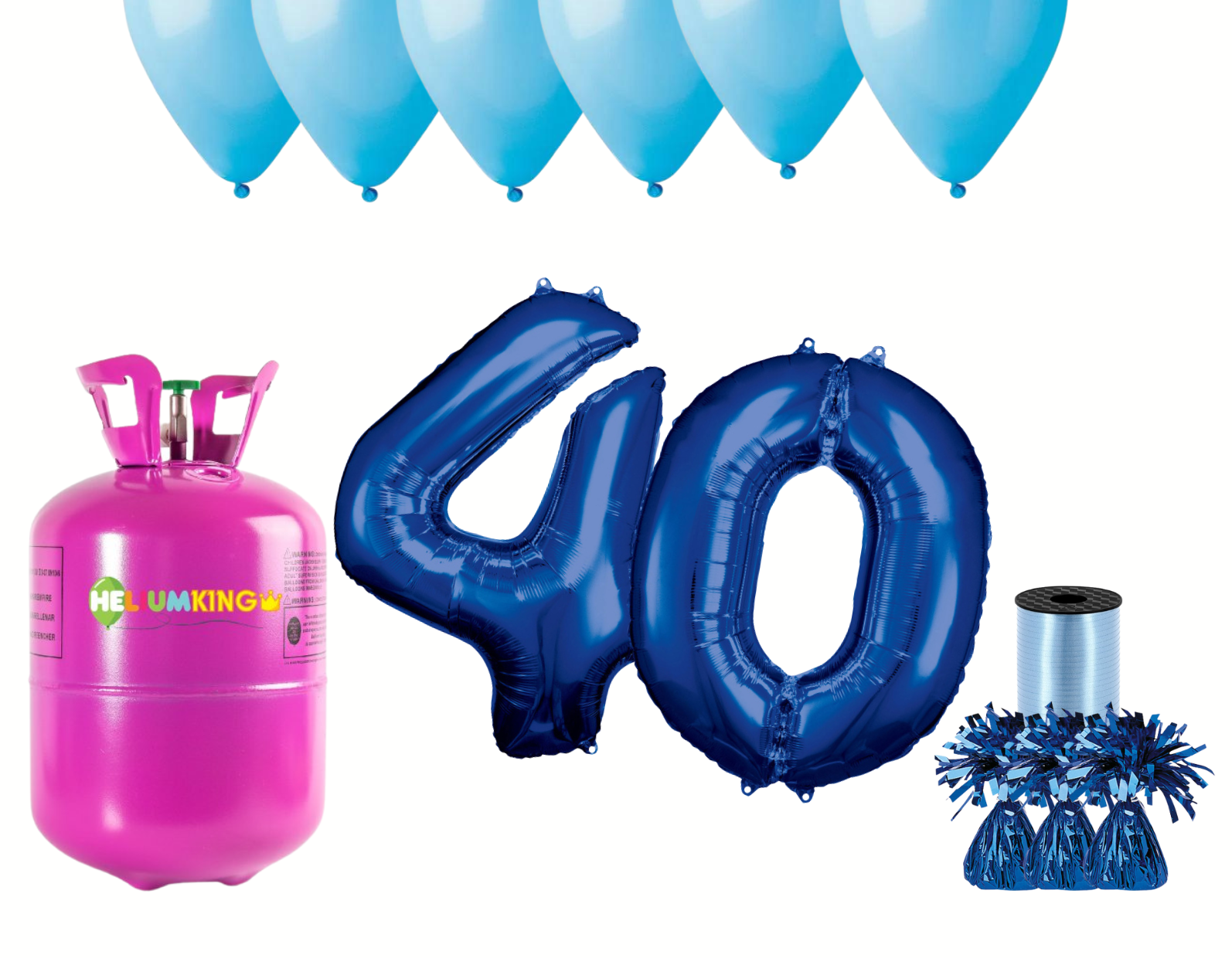 Levně HeliumKing Helium párty set na 40. narozeniny s modrými balónky