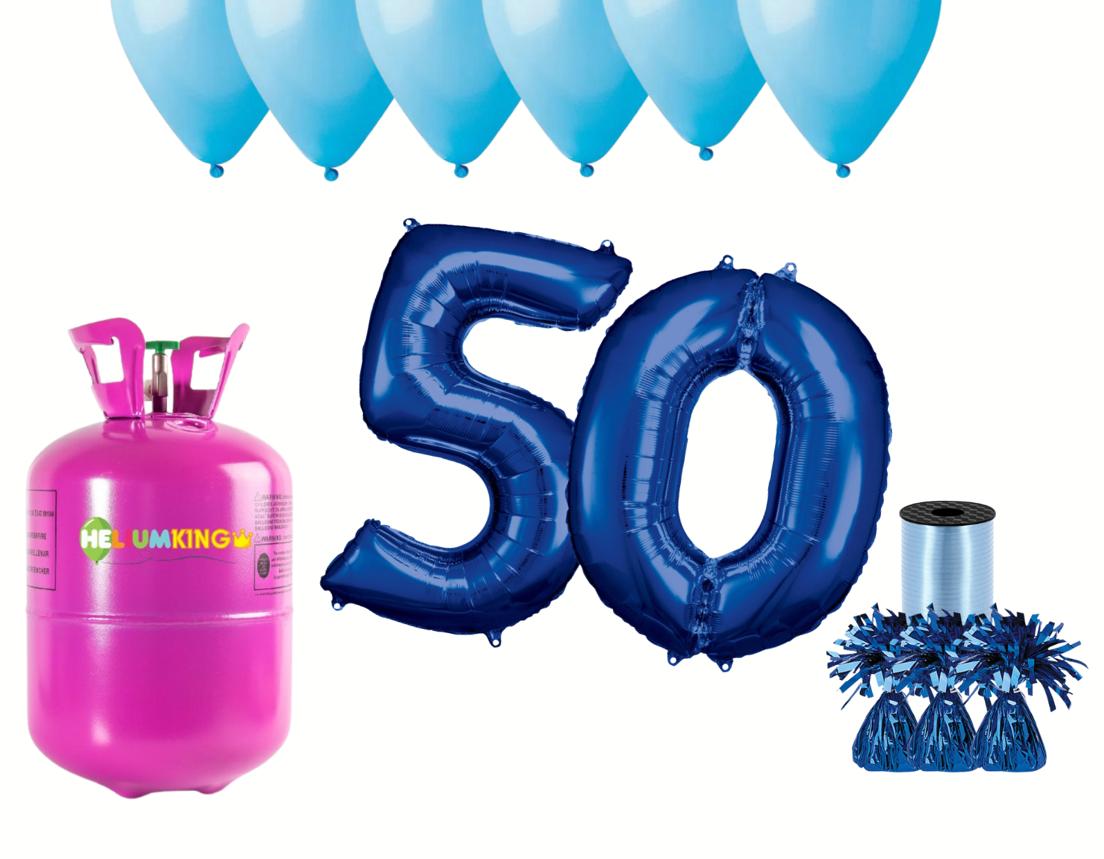 HeliumKing Hélium párty set na 50. narozeniny s modrými balónky