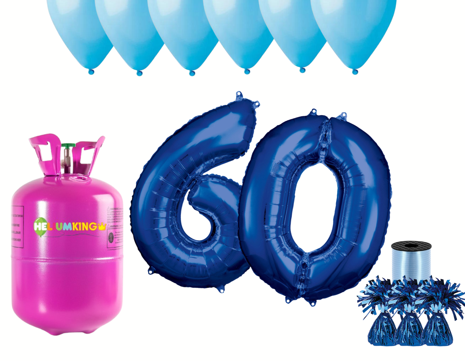 Levně HeliumKing Helium párty set na 60. narozeniny s modrými balónky