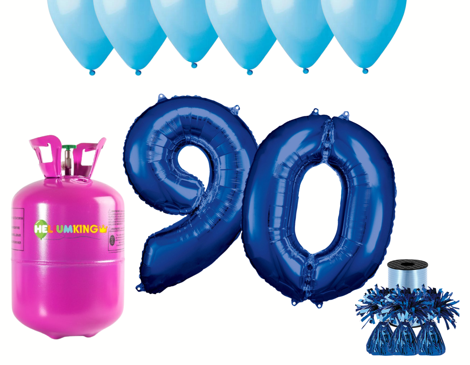 Levně HeliumKing Helium párty set na 90. narozeniny s modrými balónky