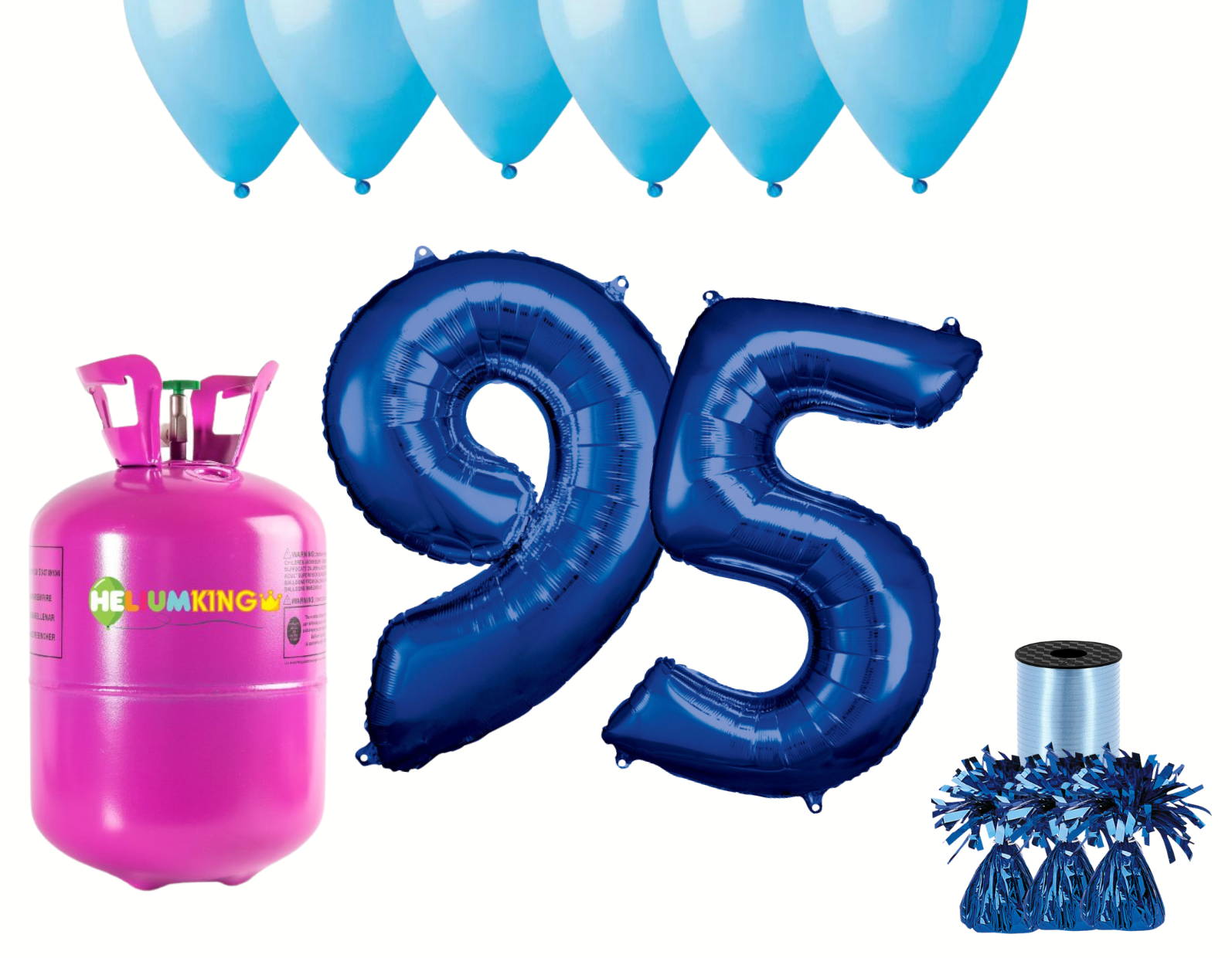 HeliumKing Helium párty set na 95. narozeniny s modrými balónky