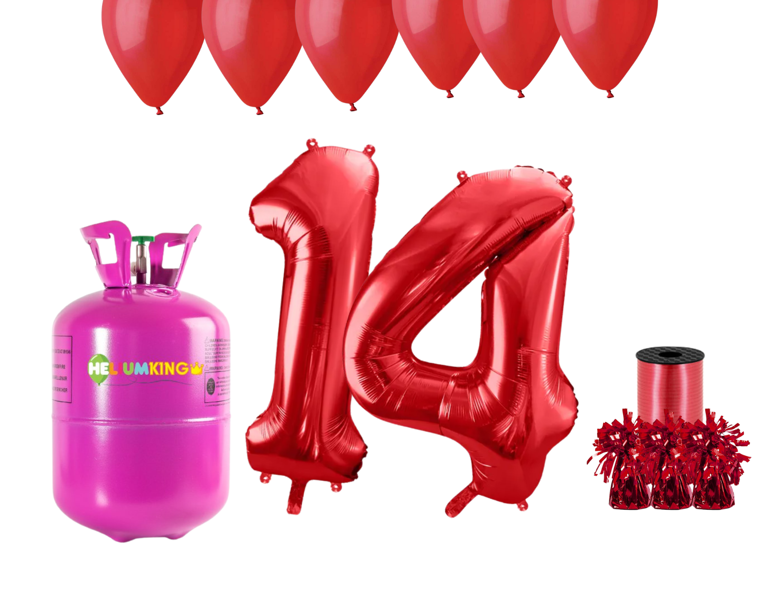 HeliumKing Helium párty set na 14. narozeniny s červenými balónky