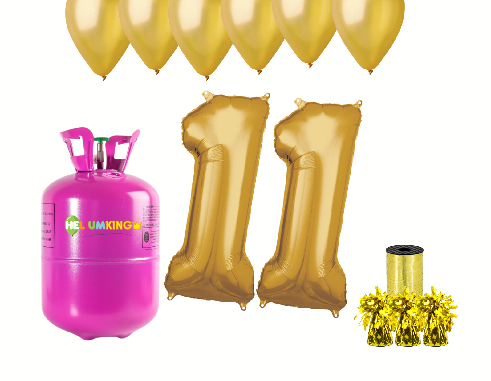 Levně HeliumKing Helium párty set na 11. narozeniny se zlatými balónky