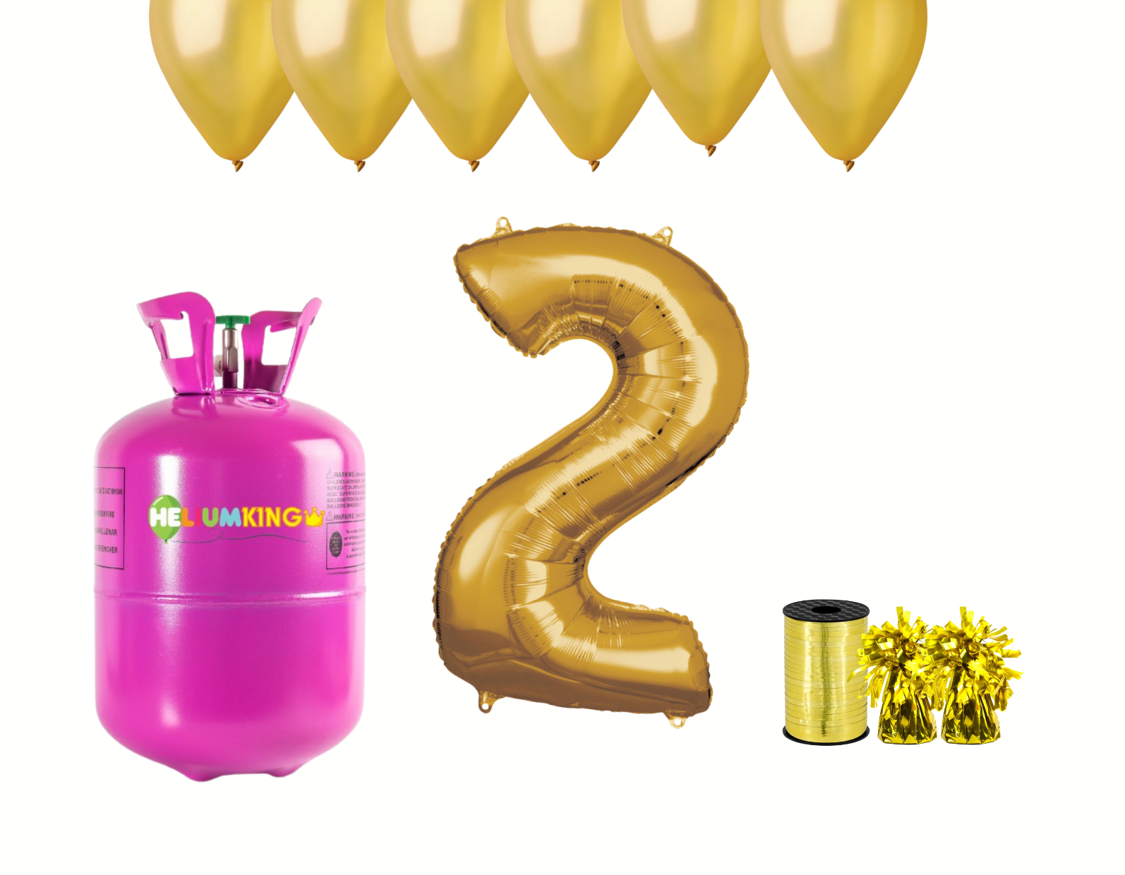 HeliumKing Helium párty set na 2. narozeniny se zlatými balónky