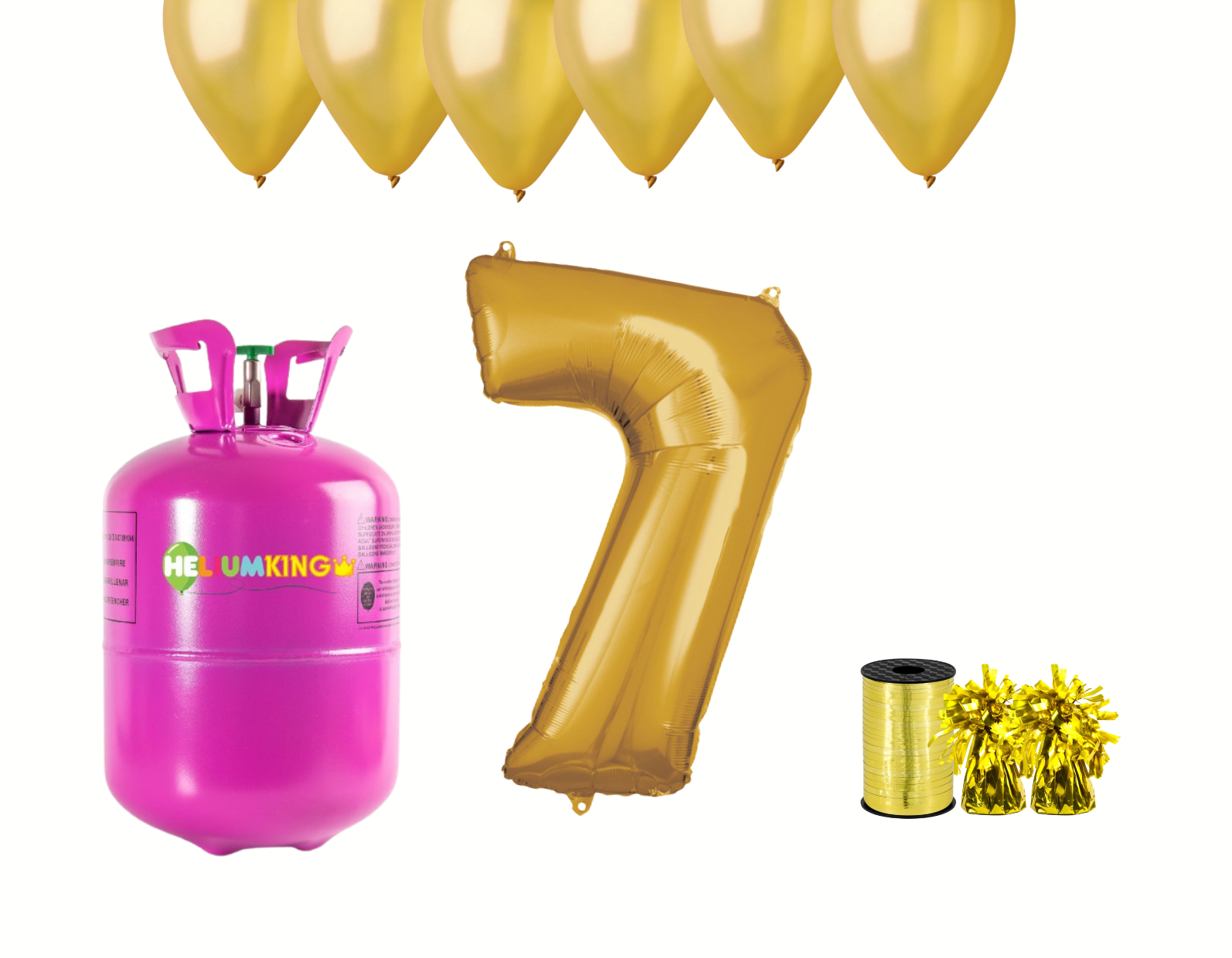 Levně HeliumKing Helium párty set na 7. narozeniny se zlatými balónky