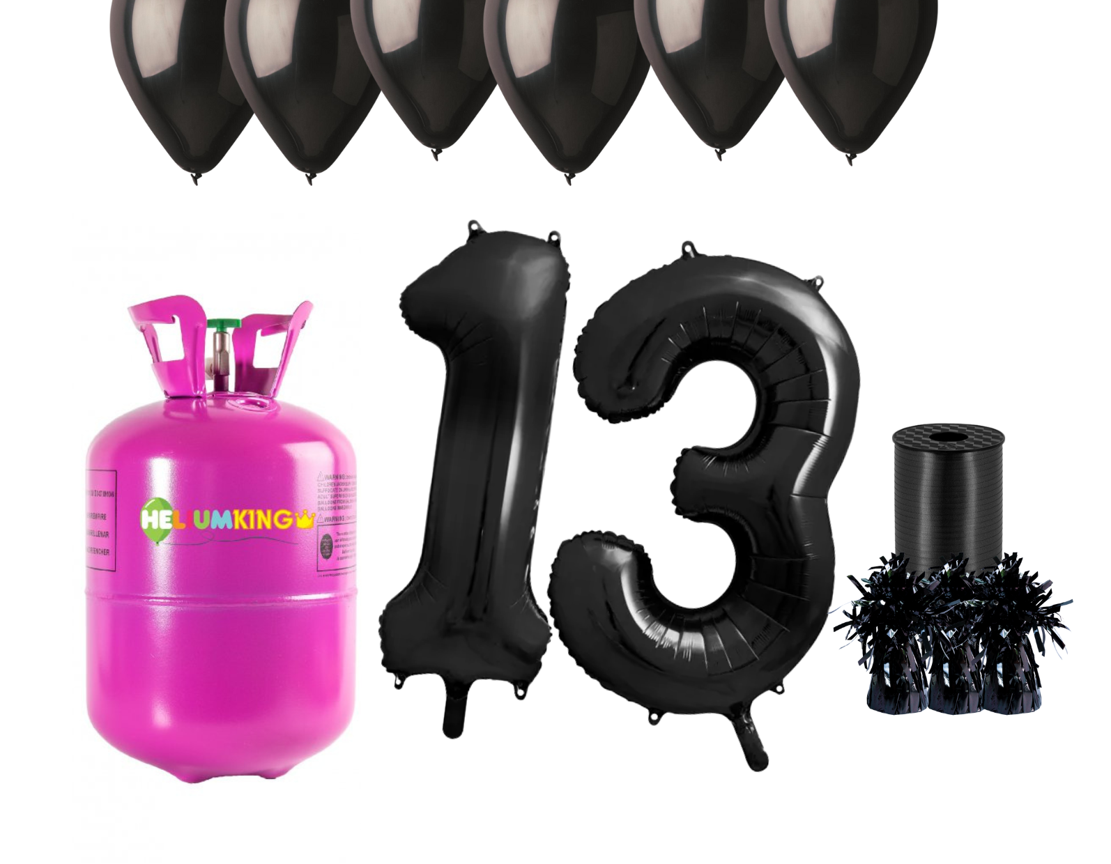 HeliumKing Helium párty set na 13. narozeniny s černými balónky