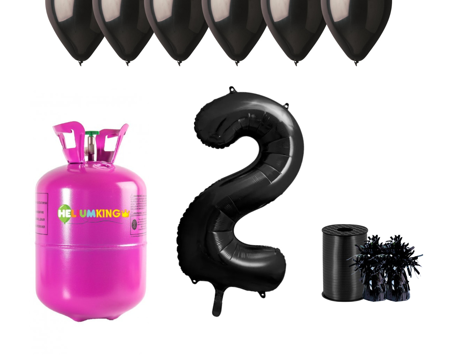 HeliumKing Helium párty set na 2. narozeniny s černými balónky