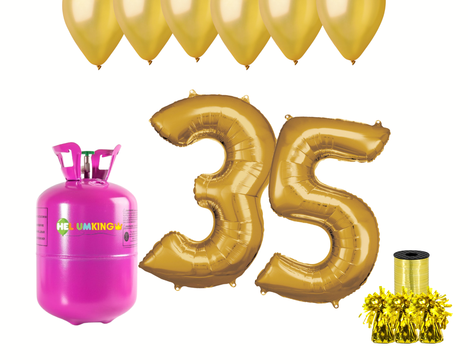 HeliumKing Helium párty set na 35. narozeniny se zlatými balónky