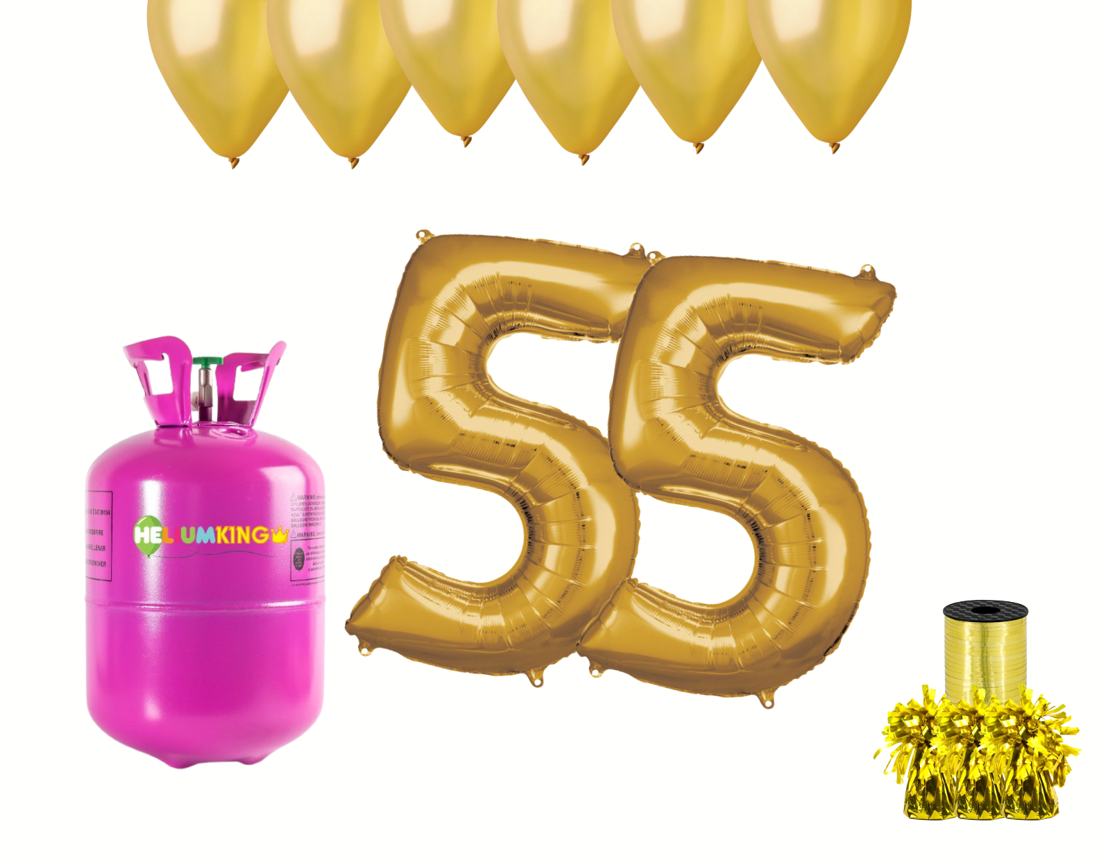Levně HeliumKing Helium párty set na 55. narozeniny se zlatými balónky