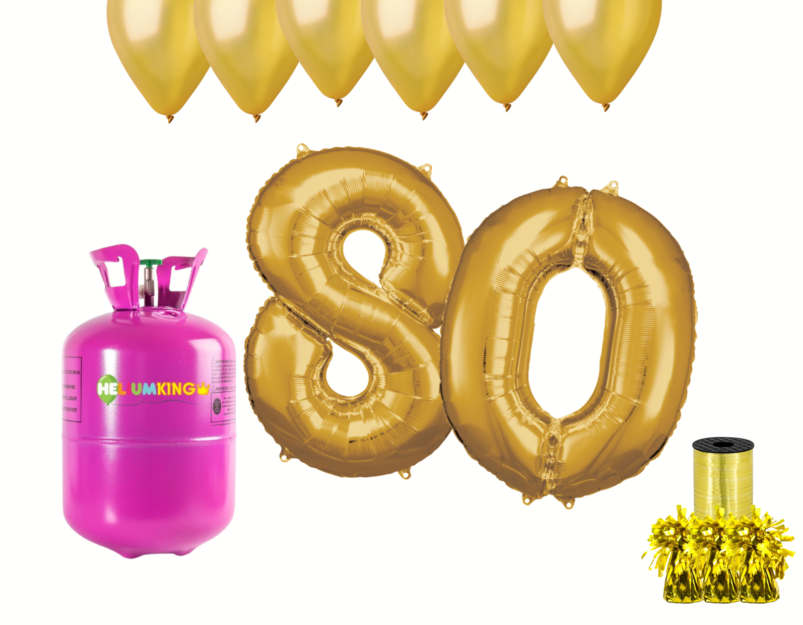 HeliumKing Helium párty set na 80. narozeniny se zlatými balónky