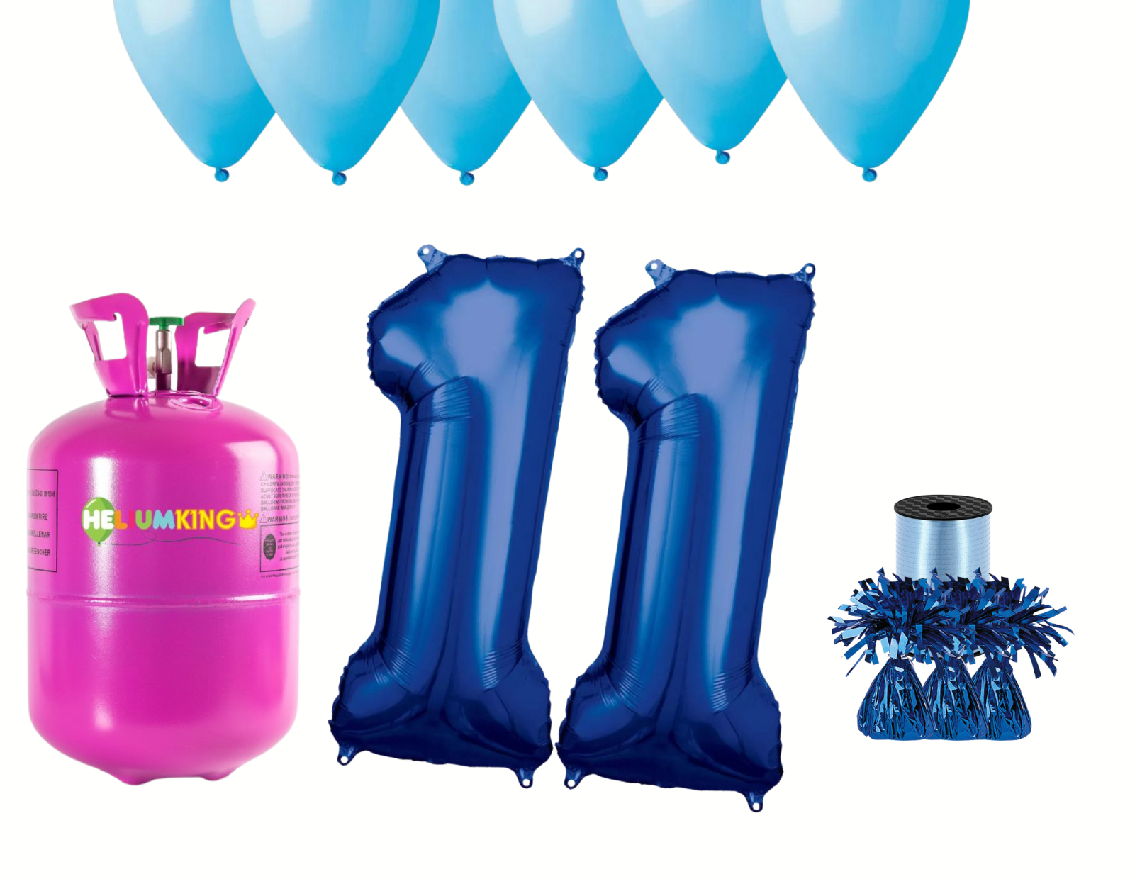 Levně HeliumKing Helium párty set na 11. narozeniny s modrými balónky