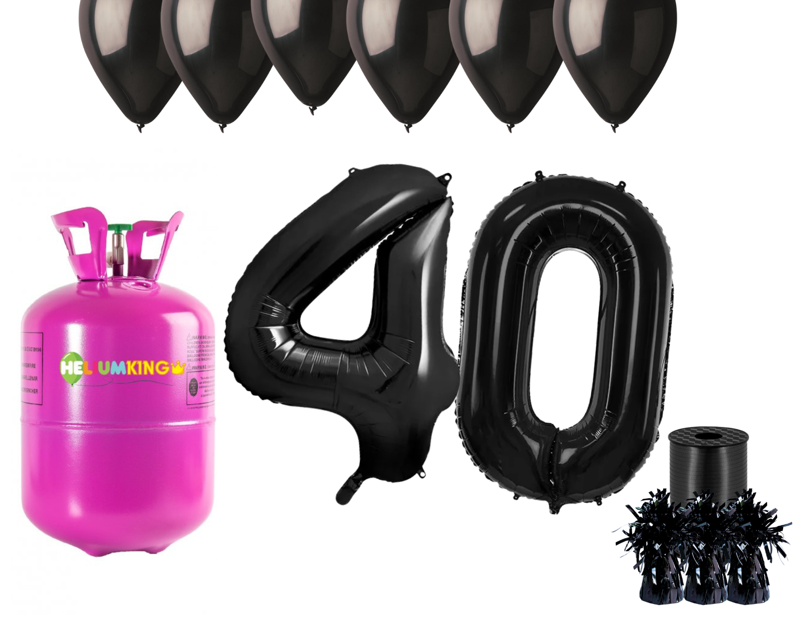 Levně HeliumKing Helium párty set na 40. narozeniny s černými balónky