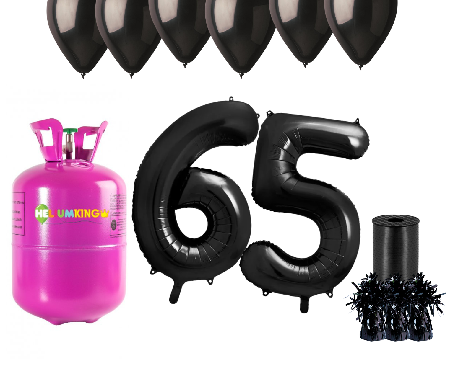 Levně HeliumKing Helium párty set na 65. narozeniny s černými balónky