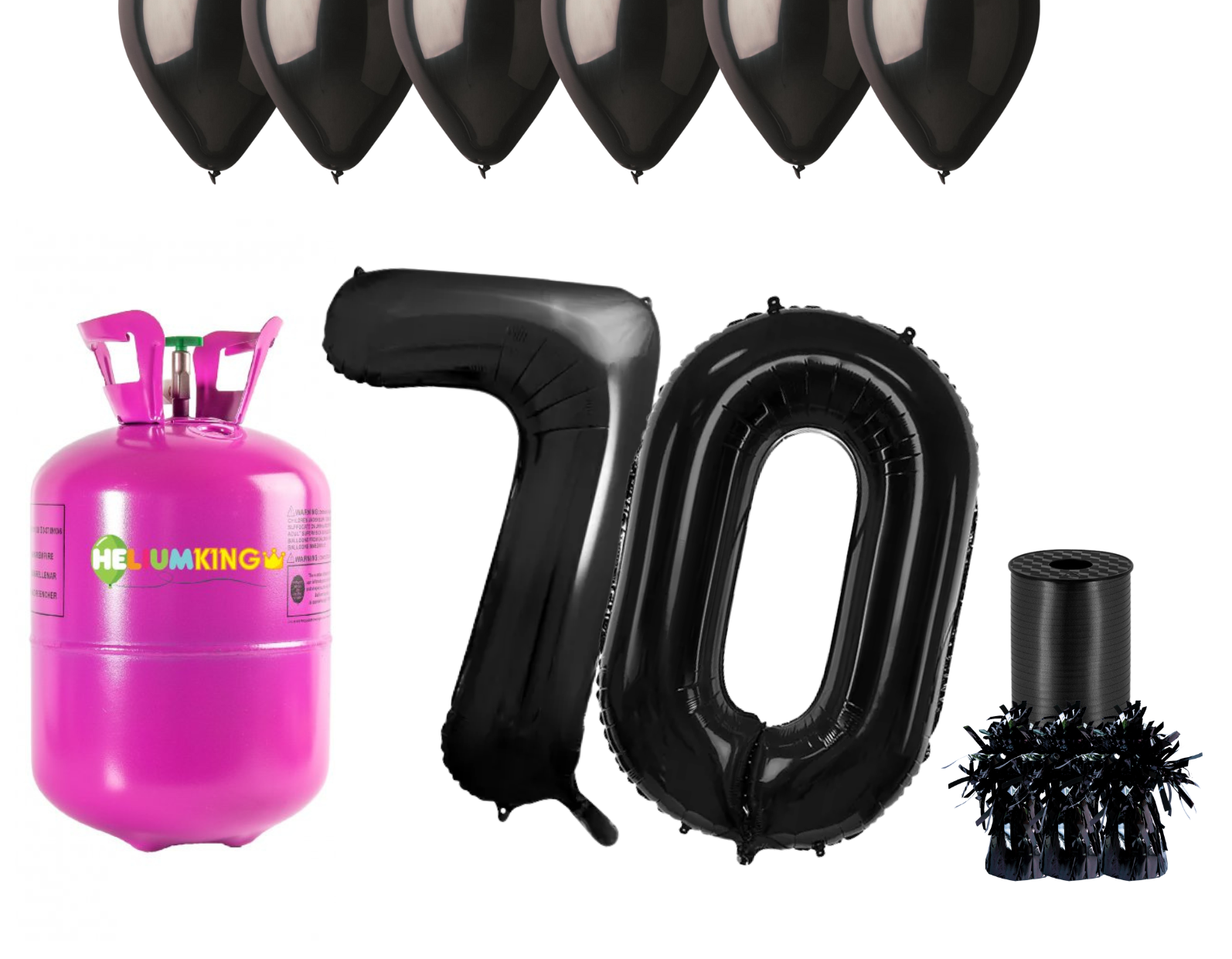 Levně HeliumKing Helium párty set na 70. narozeniny s černými balónky