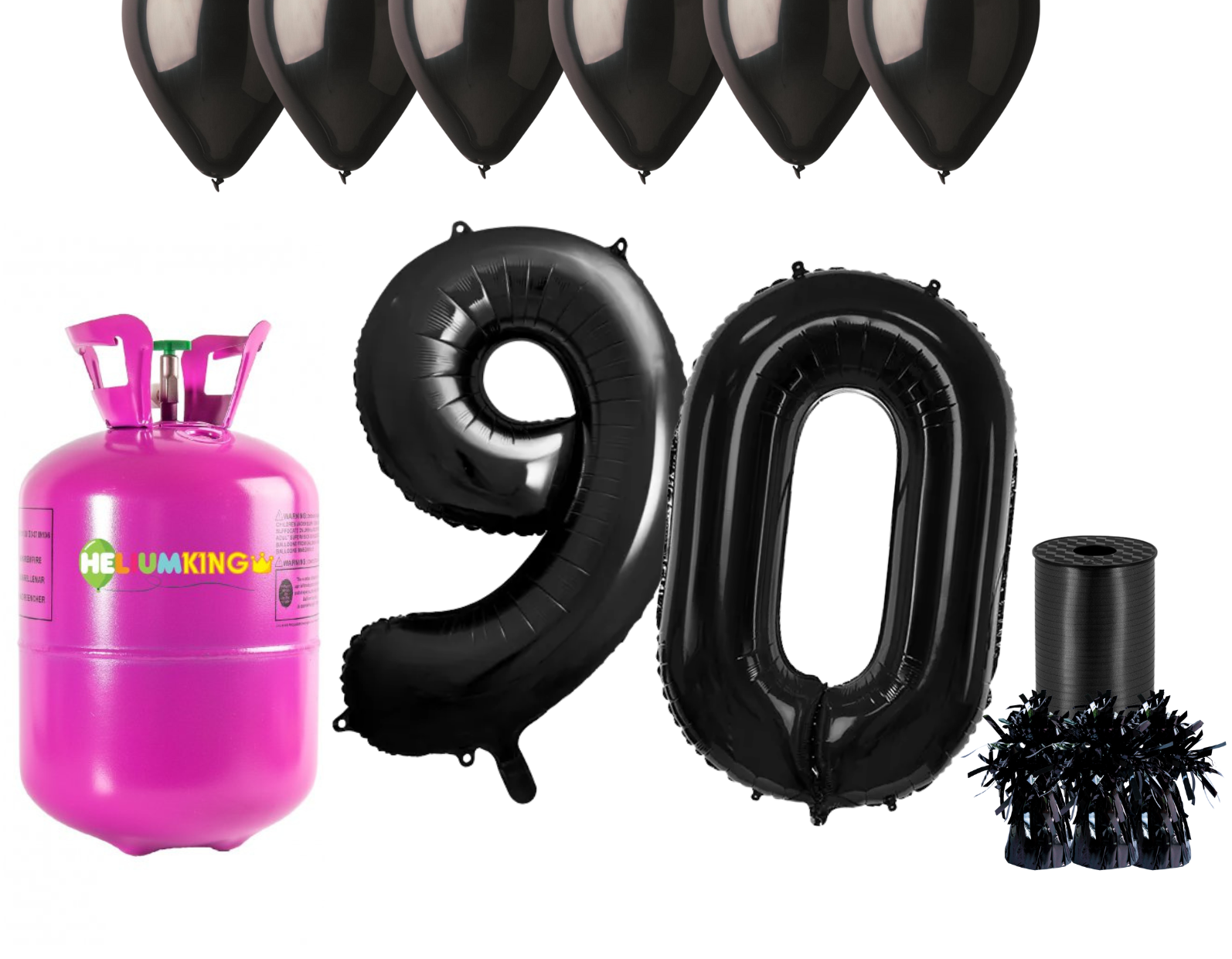 HeliumKing Helium párty set na 90. narozeniny s černými balónky