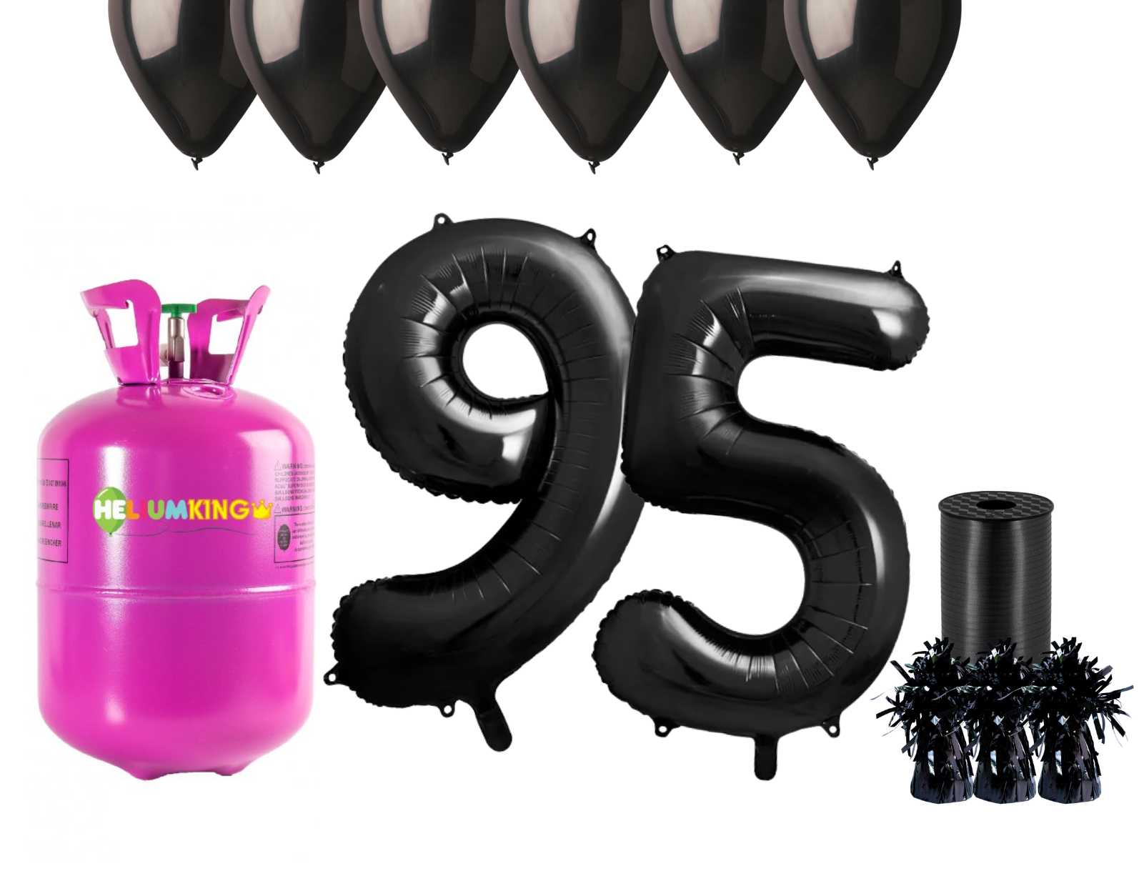 Levně HeliumKing Helium párty set na 95. narozeniny s černými balónky