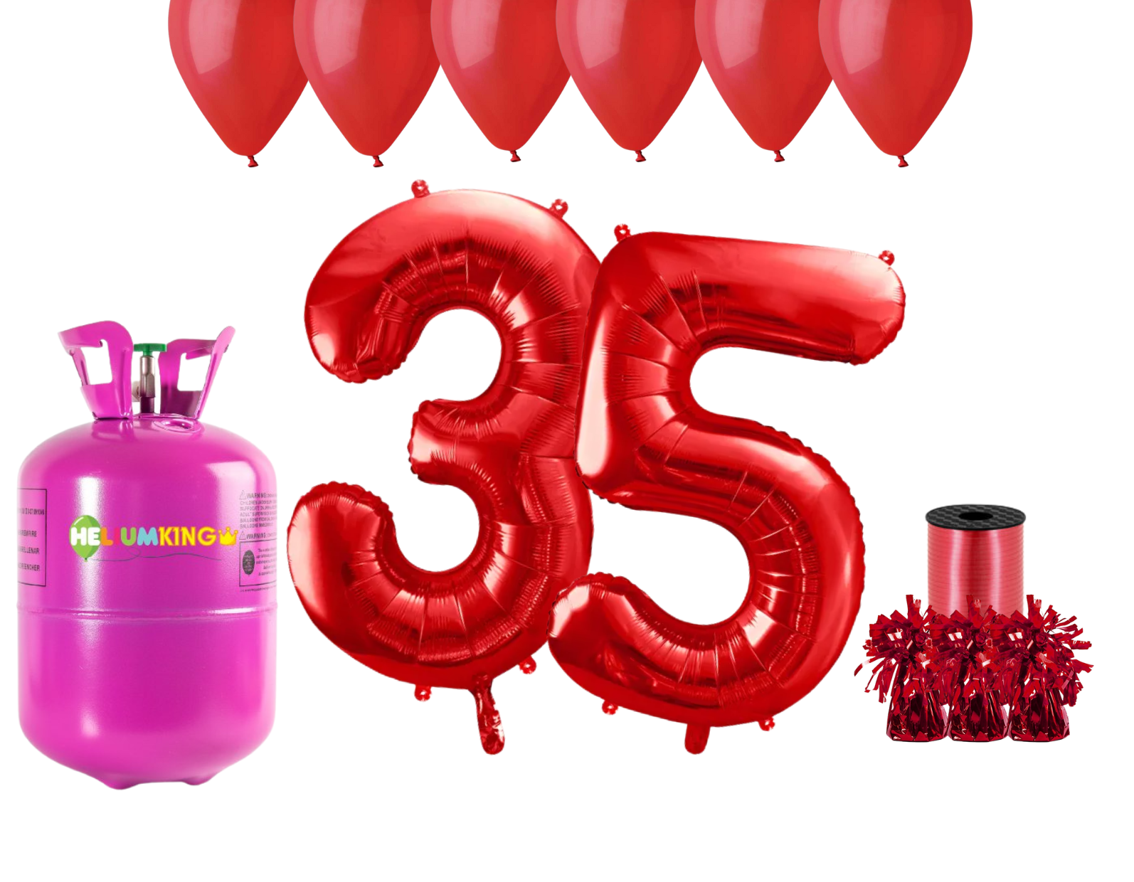 HeliumKing Helium párty set na 35. narozeniny s červenými balónky