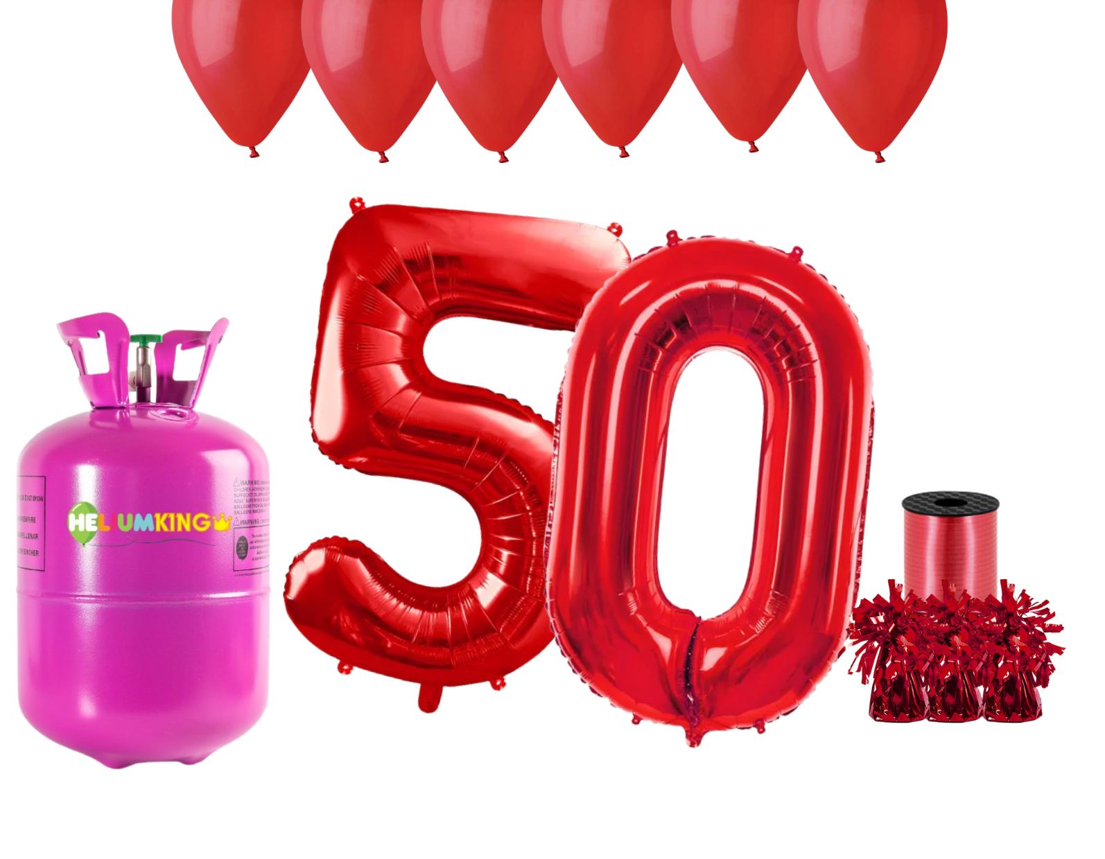 Levně HeliumKing Helium párty set na 50. narozeniny s červenými balónky