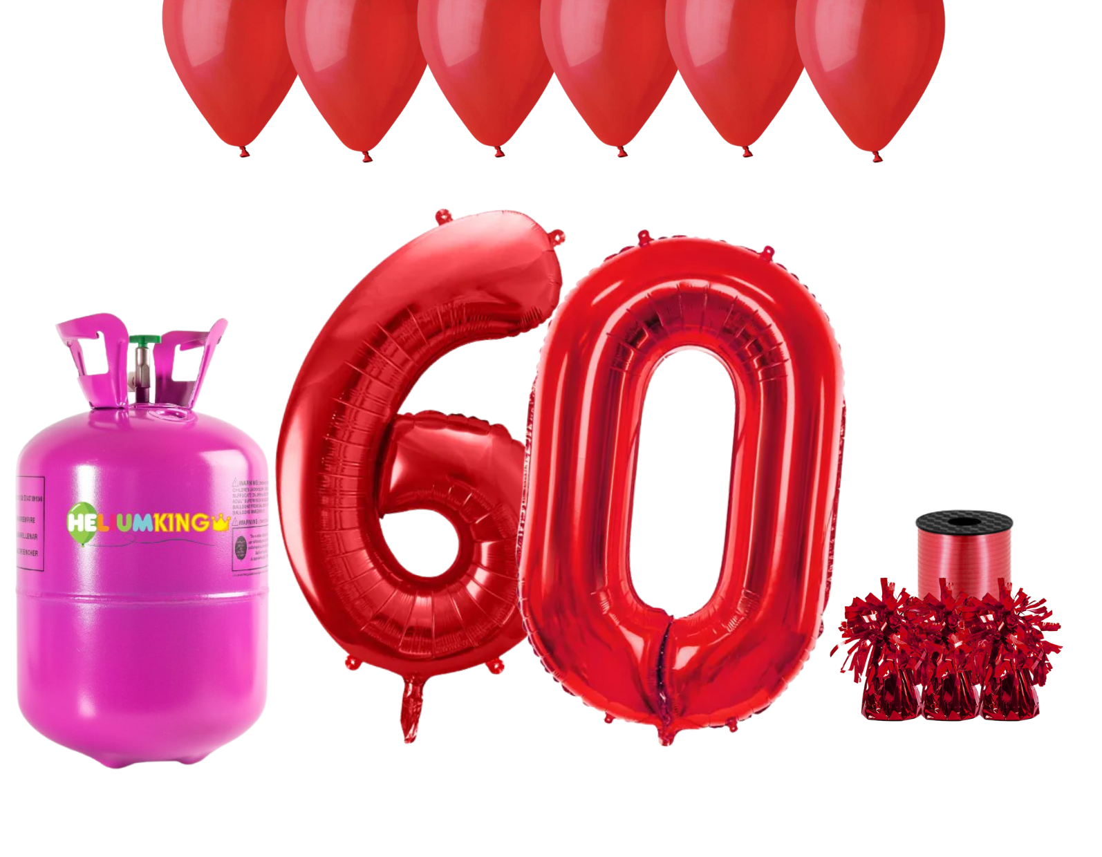 Levně HeliumKing Helium párty set na 60. narozeniny s červenými balónky