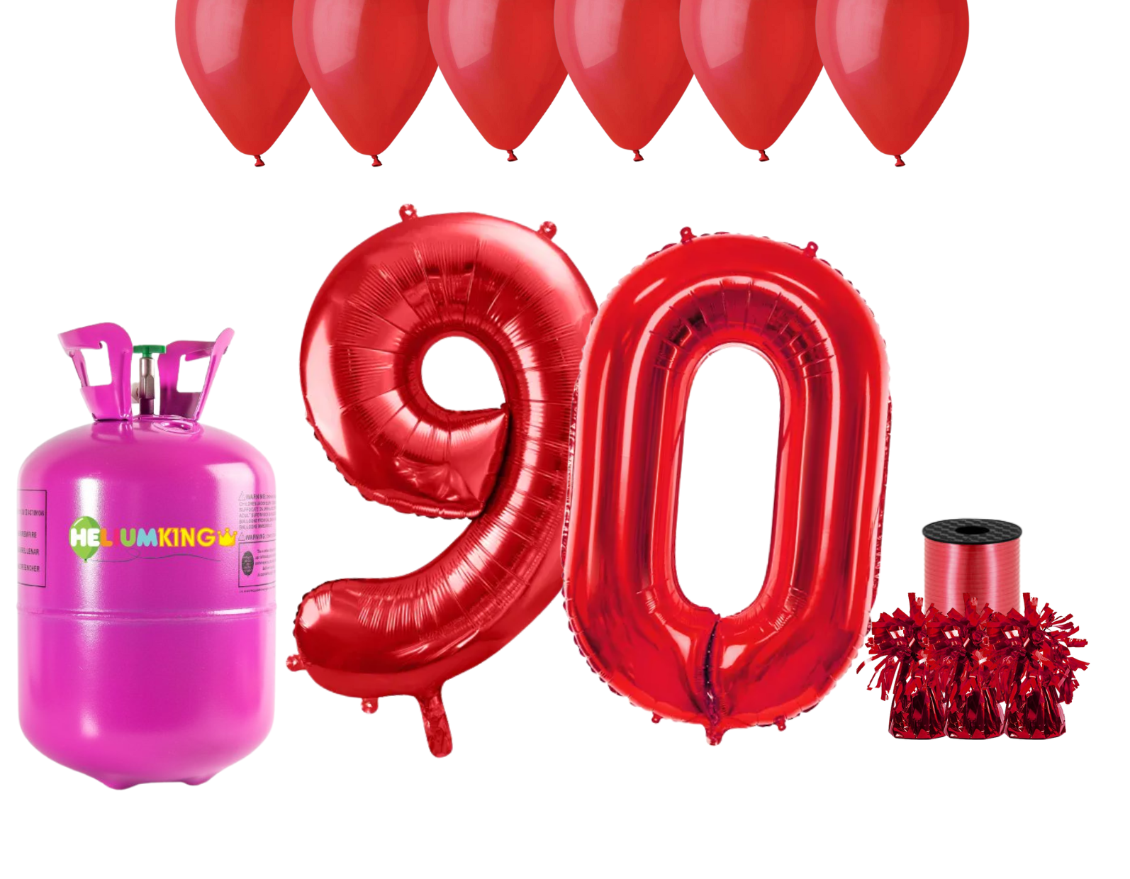 HeliumKing Helium párty set na 90. narozeniny s červenými balónky