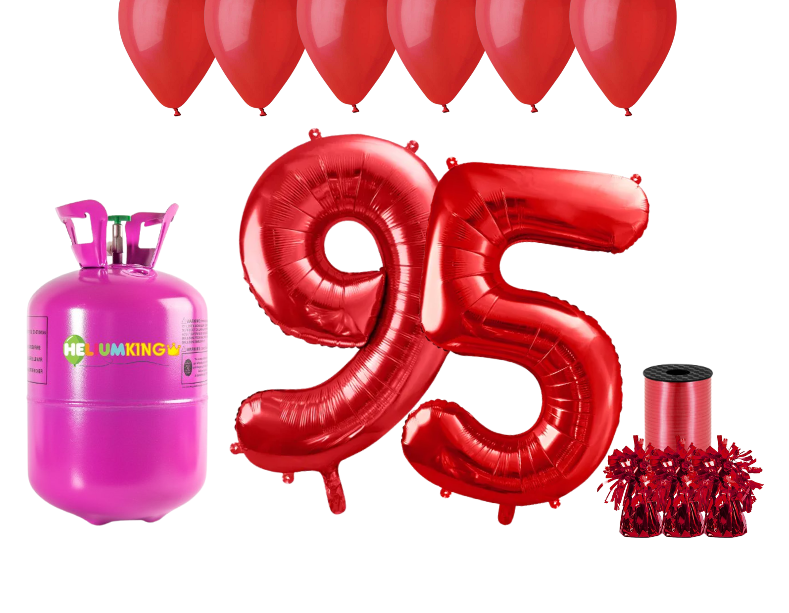 HeliumKing Helium párty set na 95. narozeniny s červenými balónky