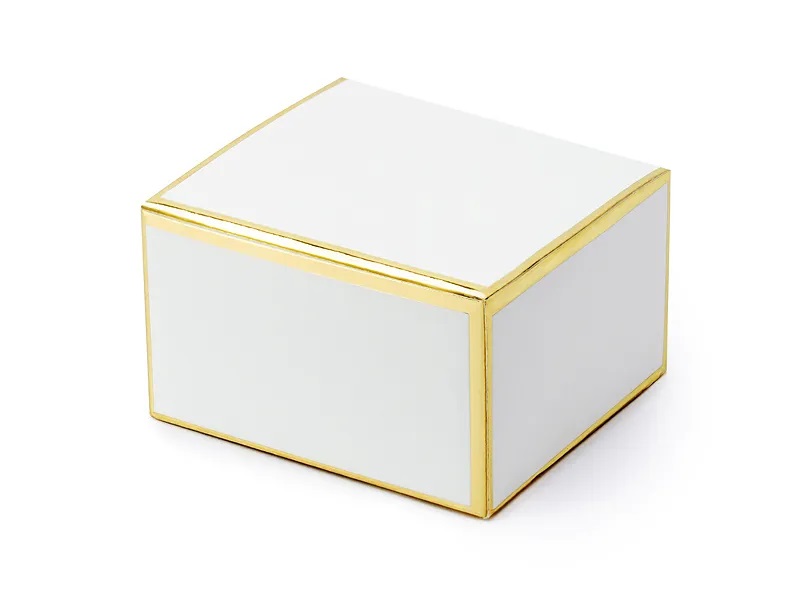 PartyDeco Krabičky na dárky- Bílé se zlatými okraji 10 ks