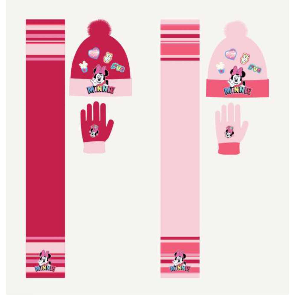 Setino Set - rukavice, čepice, šála Minnie Mouse Barva: světle růžová