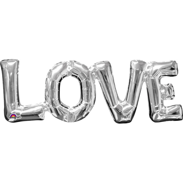Levně Amscan Fóliový balón LOVE stříbrný 63 x 22 cm