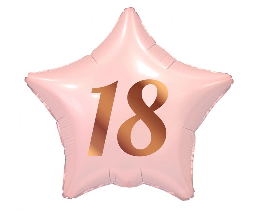 Levně Godan Fóliový balón hvězda - 18. narozeniny, růžová