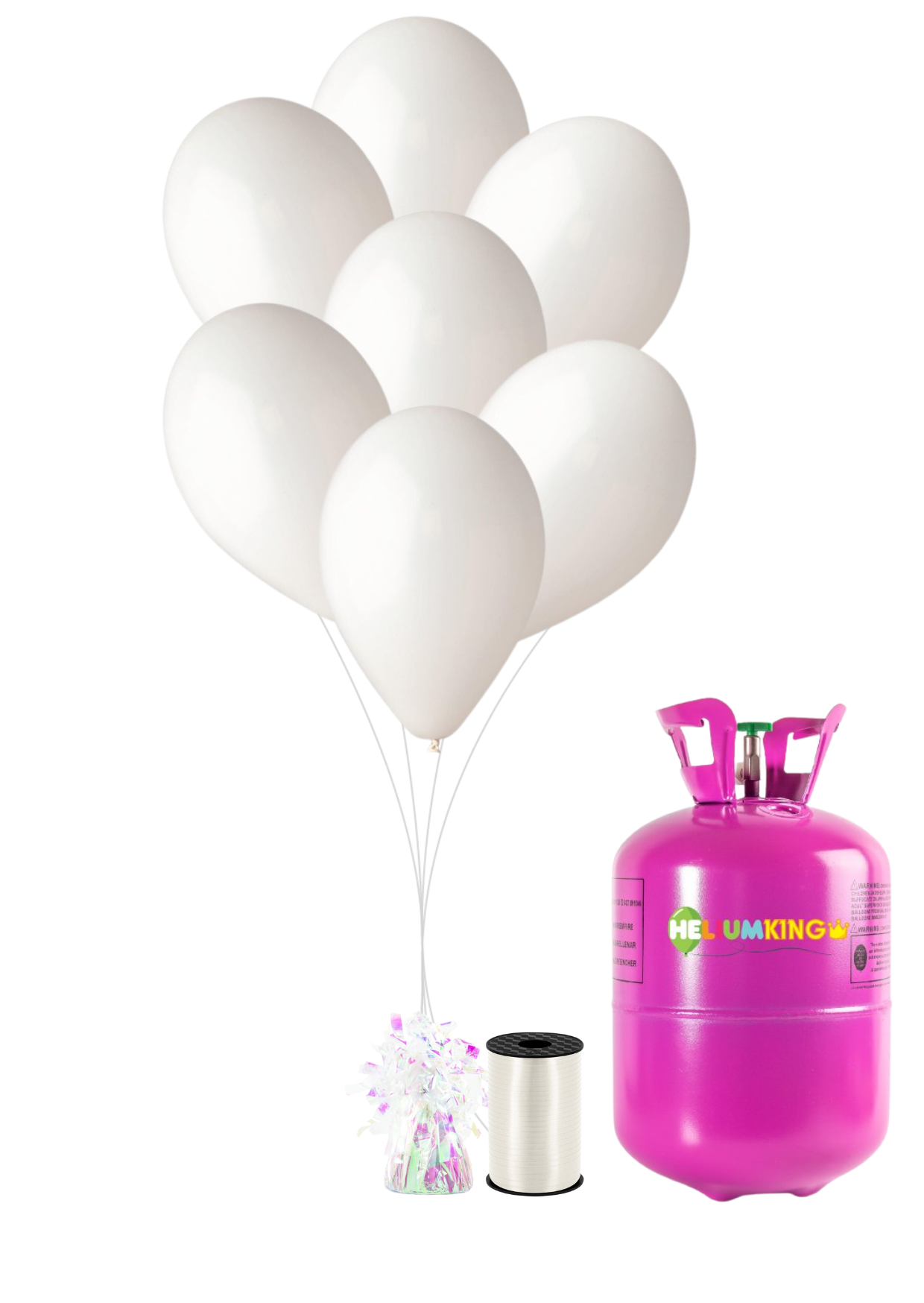 Levně HeliumKing Helium párty set s bílými balónky 20 ks
