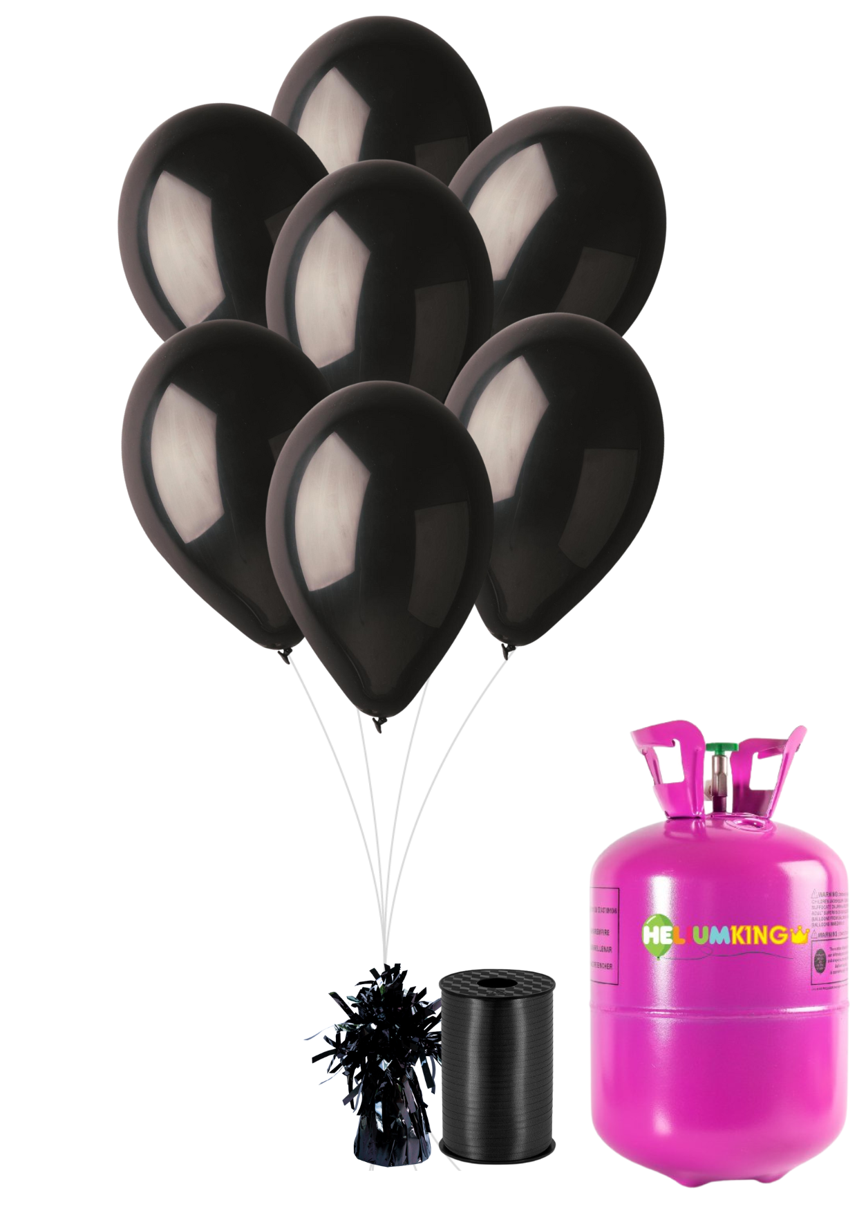 Levně HeliumKing Helium párty set s černými balónky 30 ks