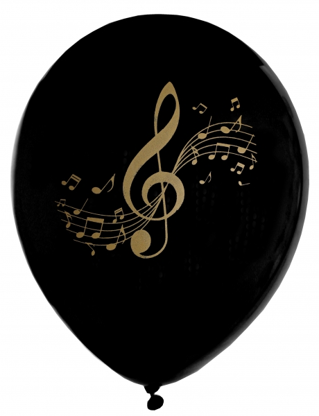 Santex Latexové balony - Music, černé, 8 ks