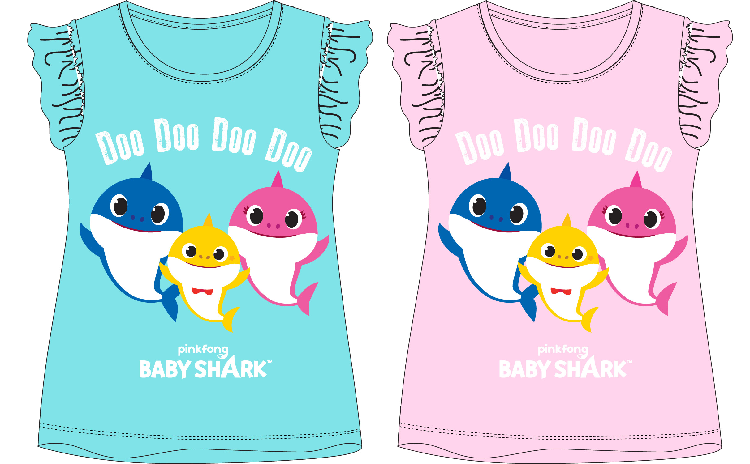 Levně EPlus Dívčí tričko - Baby Shark, tyrkysové