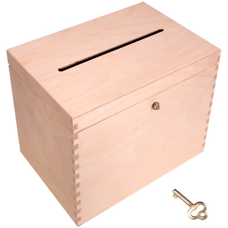 Fenwit Dřevěná krabička na obálky s klíčkem