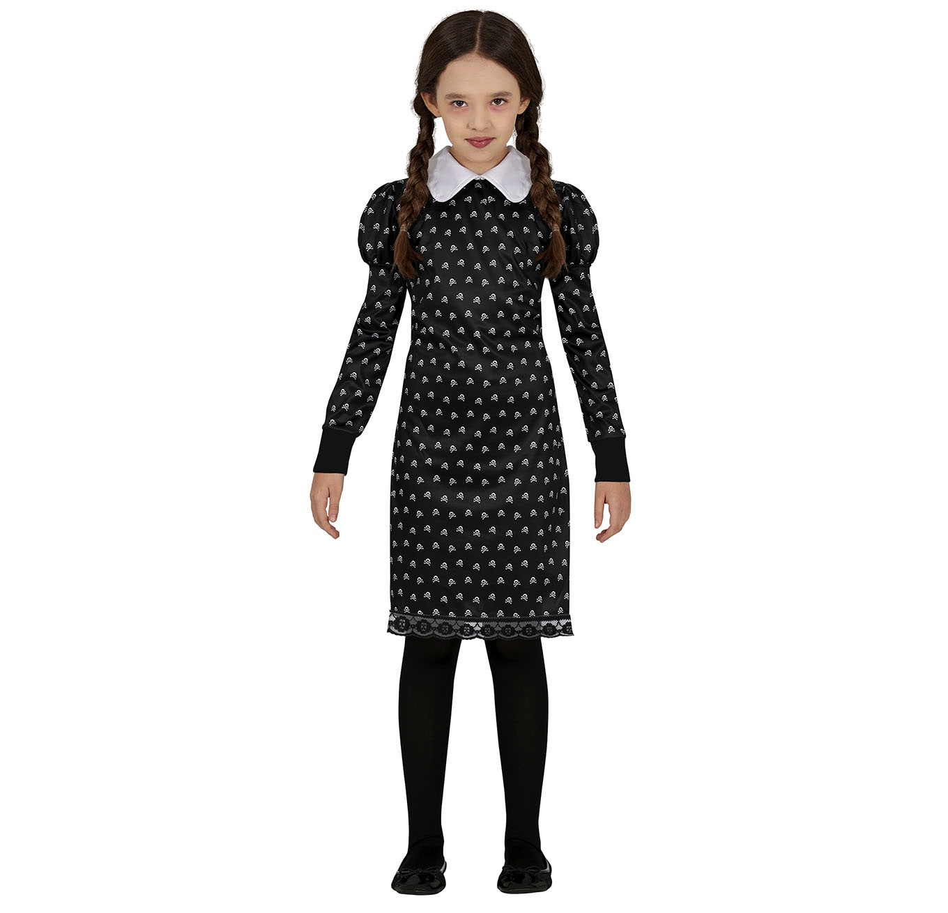 Levně Guirca Dívčí kostým - Wednesday šaty s potiskem