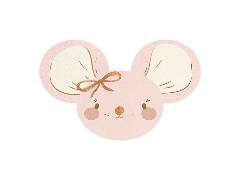 PartyDeco Ubrousky - Myška růžové 16 x 10 cm