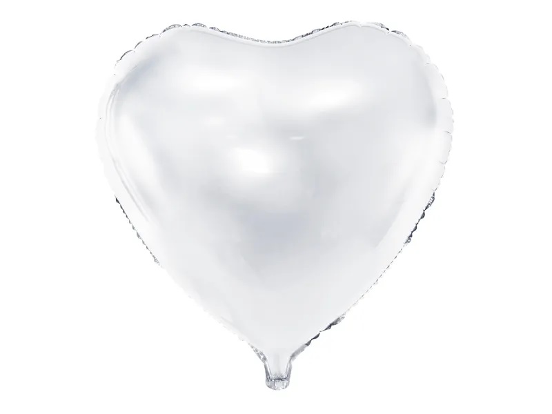 Levně PartyDeco Fóliový balón - Srdce, bílé 61 cm