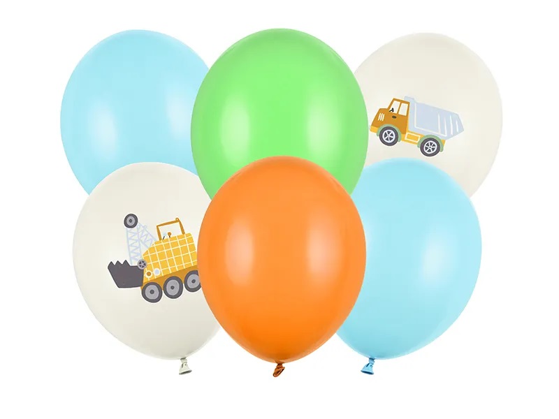 Levně PartyDeco Balónová kytice - Stavební vozidla 6 ks