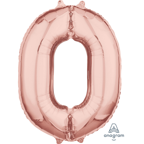 Levně Amscan Fóliový balón - číslo 0, růžovo-zlatý 66 cm
