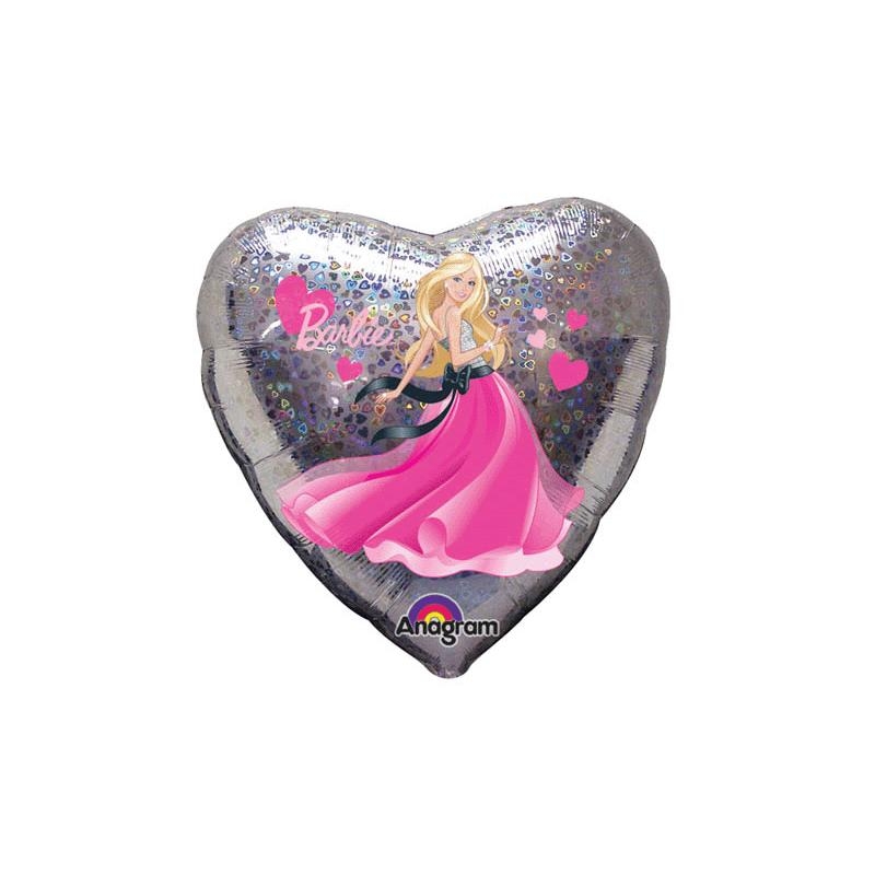 BP Fóliový balón - Barbie, stříbrné srdce 45 cm