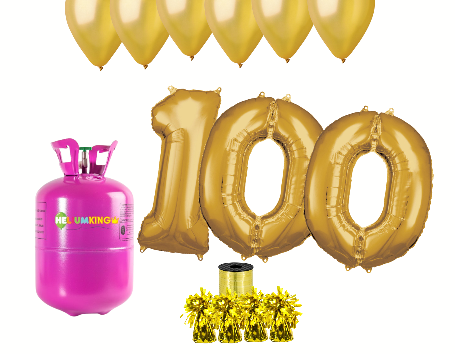 HeliumKing Hélium párty set na 100. narodeniny so zlatými balónmi