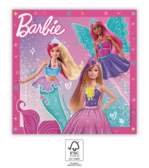 Levně Procos Papírové ubrousky - Barbie fantasy 33 x 33 cm