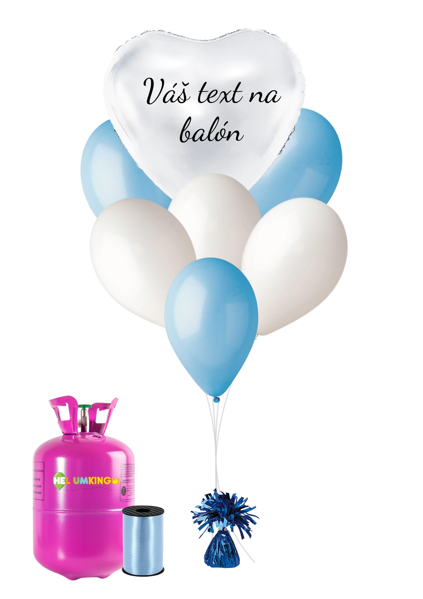 Levně Personal Personalizovaný helium párty set modrý - Bílé srdce 16 ks